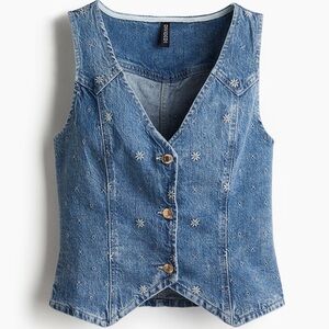 H&M Embroidered Denim Vest